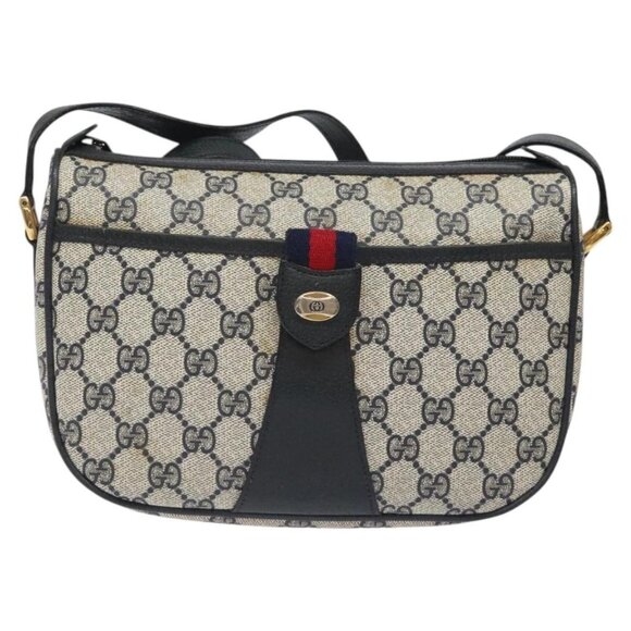 GUCCI GG Supreme Sherry Line Shoulder Bag PVC Beige Gold 02 14 032 Auth - Picture 2 of 16